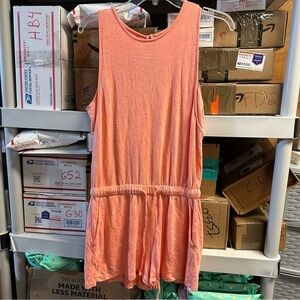 Lou & Grey Loft Sweatshirt material Coral Sleeveless Romper It#J39